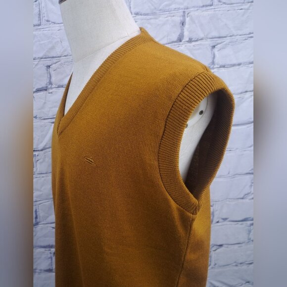 Pierre Carlo Men's Sweater Vest Dark Golden Mustard Vintage 90s 80s Large 42 - Picture 6 of 15